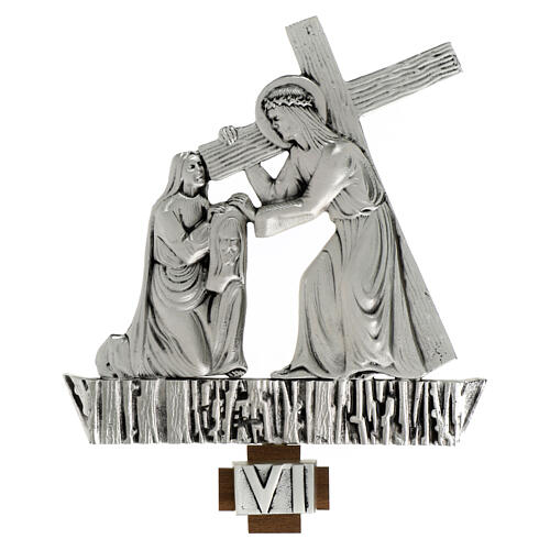 Vía Crucis latón plateado 15 estaciones 27 x 28 cm 6