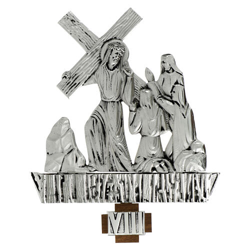 Vía Crucis latón plateado 15 estaciones 27 x 28 cm 8