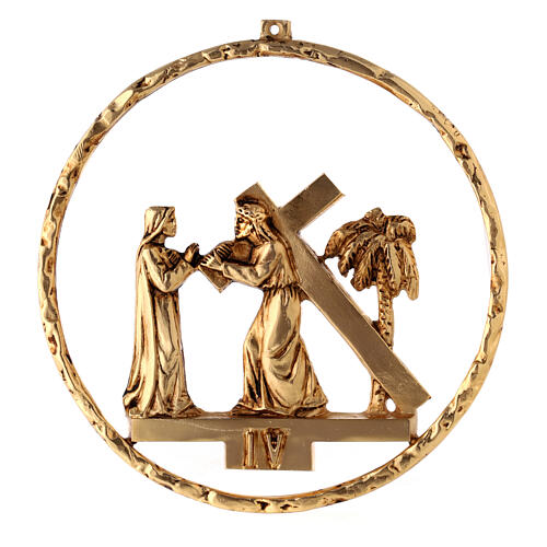 Way of the cross, 15 stations 22cm diameter in golden brass 4