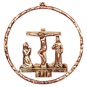 Chemin de Croix: Chemin croix 15 stations diamètre 22 cm laiton doré