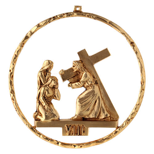 Via Crucis, 15 stations 22cm diameter in golden brass 8
