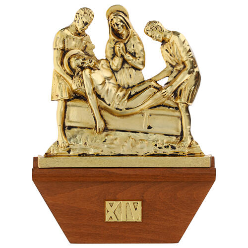 Kreuzweg, 15 Stationen, Holz und Messing vergoldet, 24x42 cm 14