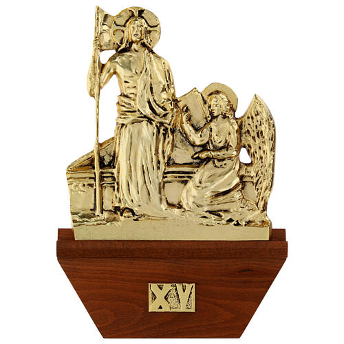 Kreuzweg, 15 Stationen, Holz und Messing vergoldet, 24x42 cm 15