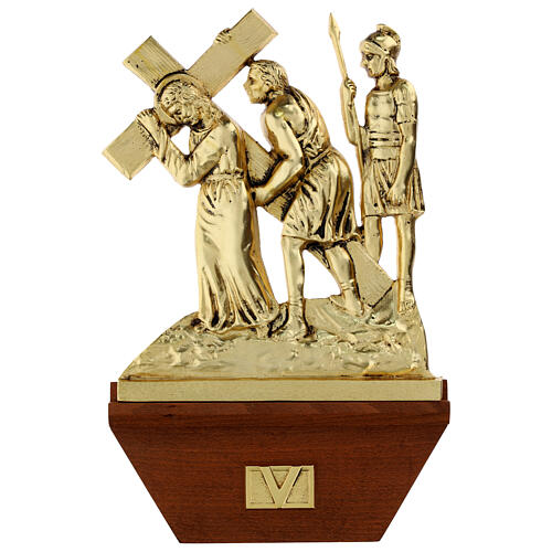 Via Crucis 15 stazioni 24x42 cm legno ottone dorato 5