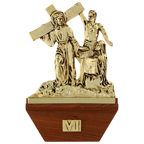 Via Crucis 15 stazioni 24x42 cm legno ottone dorato 6