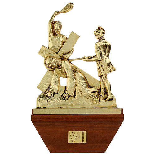 Via Crucis 15 stazioni 24x42 cm legno ottone dorato 7