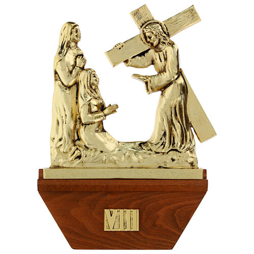 Via Crucis 15 stazioni 24x42 cm legno ottone dorato 8