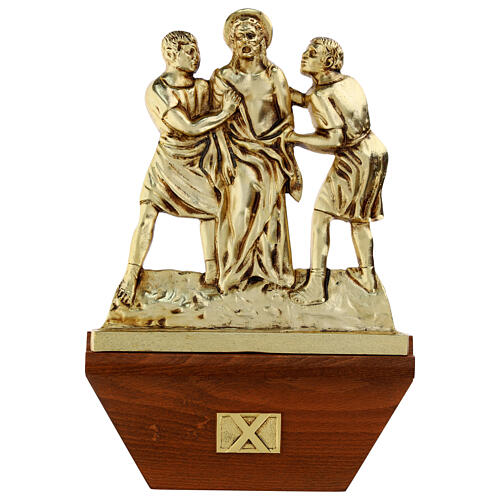Via Crucis 15 stazioni 24x42 cm legno ottone dorato 10