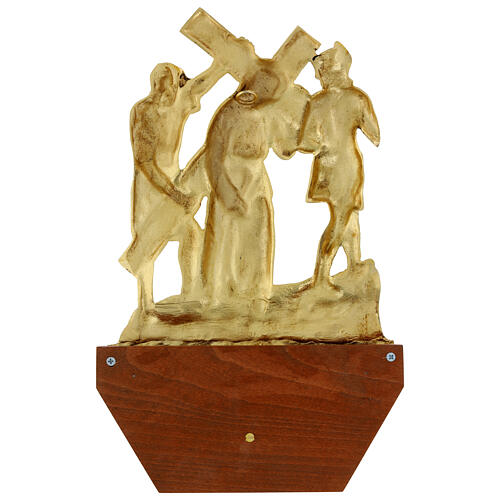 Via Crucis 15 stazioni 24x42 cm legno ottone dorato 17