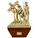 Via Crucis 15 stazioni 24x42 cm legno ottone dorato s5