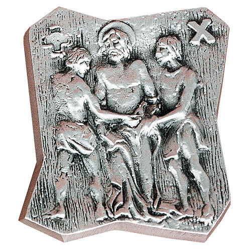 Way of the cross, 14 stations 13x11cm silver brass 1
