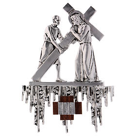 Via Crucis, 15 stations in silver brass 26x31cm