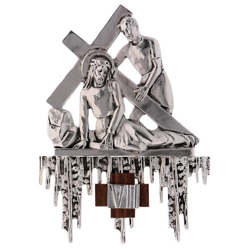 Via Crucis, 15 stations in silver brass 26x31cm 7