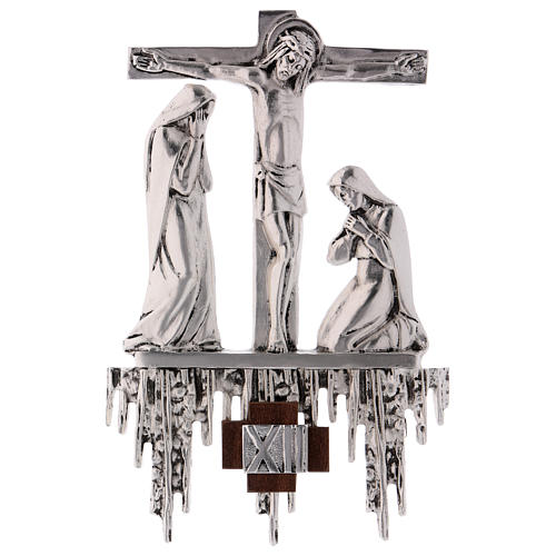 Via Crucis, 15 stations in silver brass 26x31cm 12