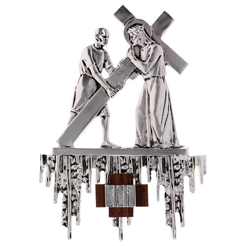 Via Crucis, 15 stations in silver brass 26x31cm 2