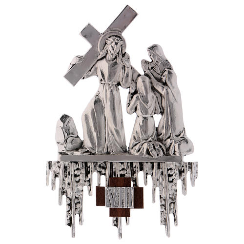 Via Crucis, 15 stations in silver brass 26x31cm 8