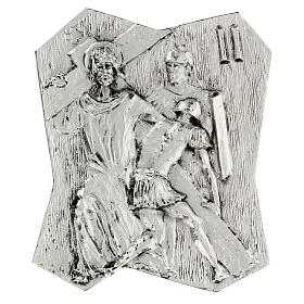 Vía Crucis latón plateado 14 estaciones 22 x 18 cm