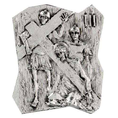 Vía Crucis latón plateado 14 estaciones 22 x 18 cm 3