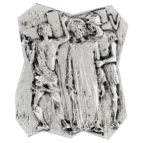 Vía Crucis latón plateado 14 estaciones 22 x 18 cm 5