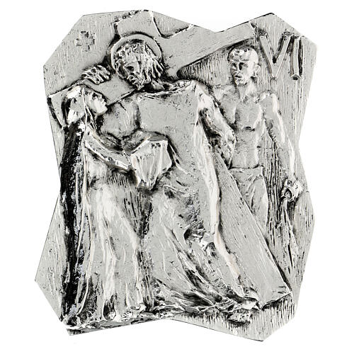 Vía Crucis latón plateado 14 estaciones 22 x 18 cm 6