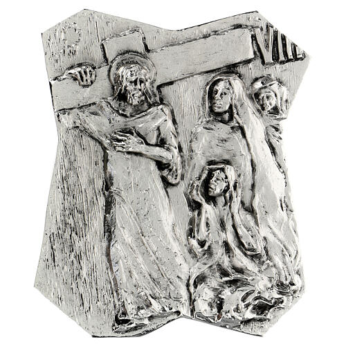 Vía Crucis latón plateado 14 estaciones 22 x 18 cm 8