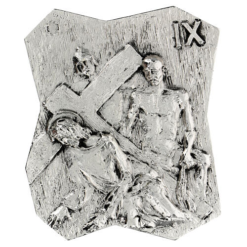 Vía Crucis latón plateado 14 estaciones 22 x 18 cm 9