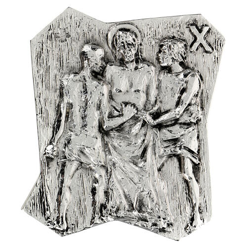 Vía Crucis latón plateado 14 estaciones 22 x 18 cm 10