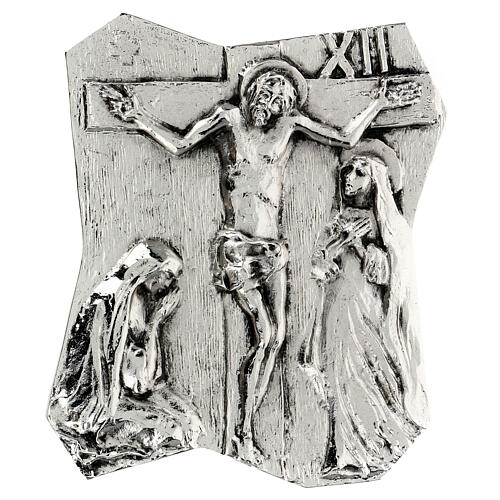 Vía Crucis latón plateado 14 estaciones 22 x 18 cm 12