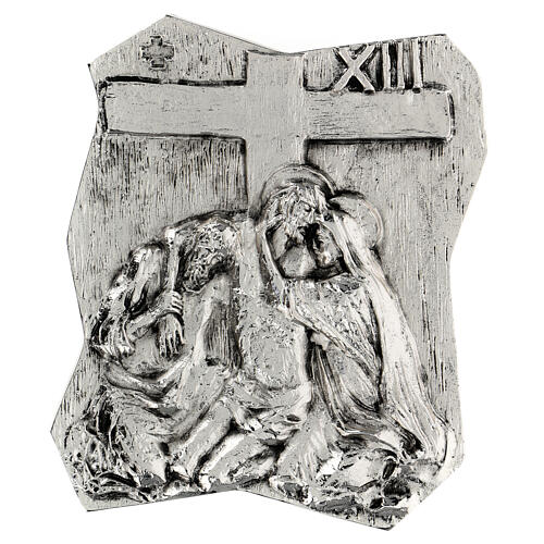 Vía Crucis latón plateado 14 estaciones 22 x 18 cm 13
