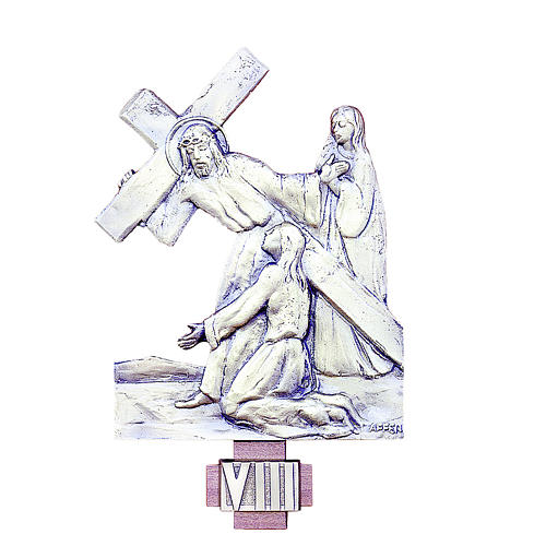 Way of the Cross silver-plated brass 14 stations 60x50cm 2