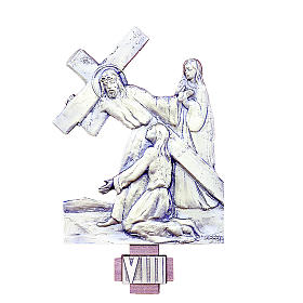 Vía Crucis latón plateado 14 estaciones 60 x 50 cm