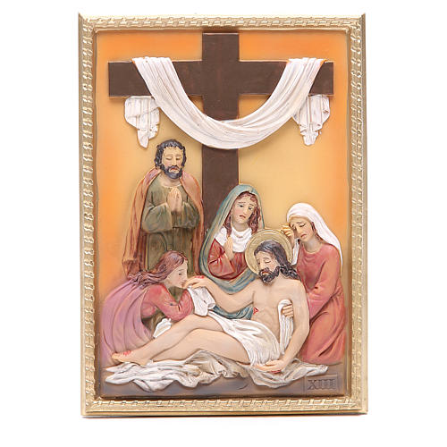Vía Crucis 14 estaciones resina 16,5 x 11,5 cm 13