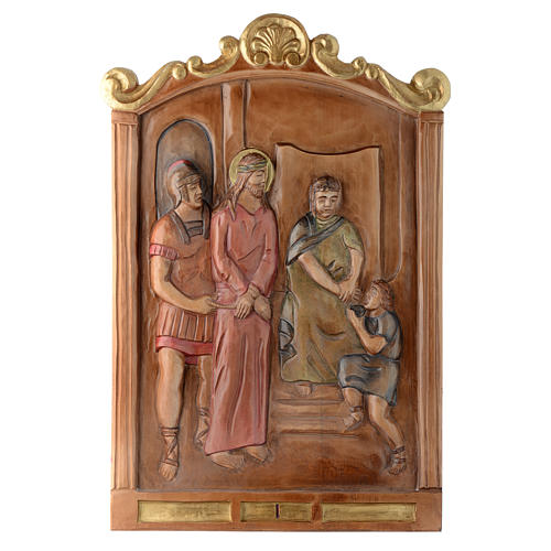 Stations of the Cross wooden relief, painted 1
