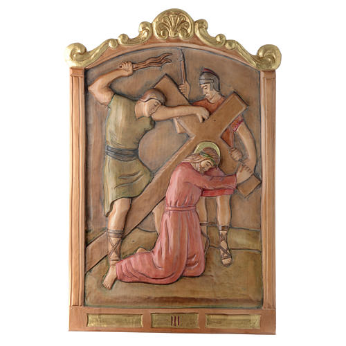 Stations of the Cross wooden relief, painted 3