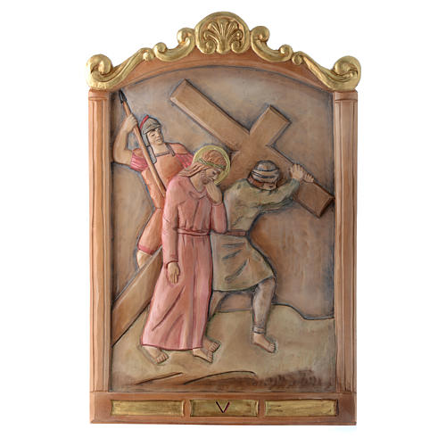 Stations of the Cross wooden relief, painted 5