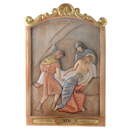Stations of the Cross wooden relief, painted 14