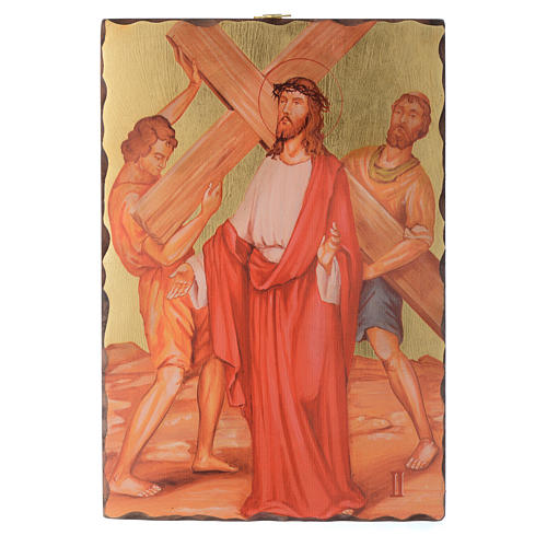 Via crucis paintings serigraphed in wood 30x20 cm 2