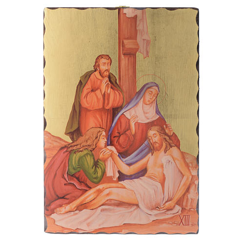 Via crucis paintings serigraphed in wood 30x20 cm 13
