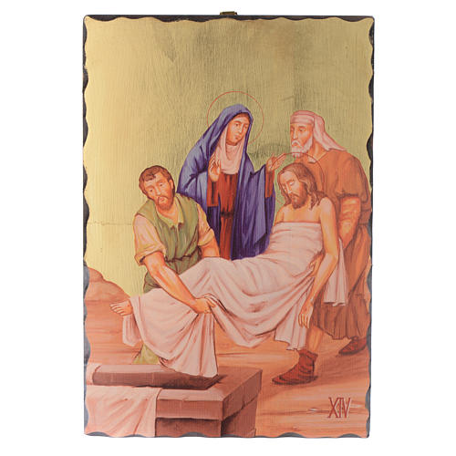 Via crucis paintings serigraphed in wood 30x20 cm 14