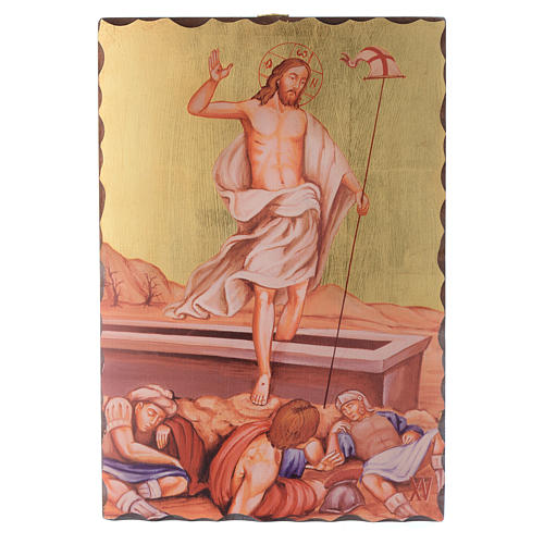 Via crucis paintings serigraphed in wood 30x20 cm 15