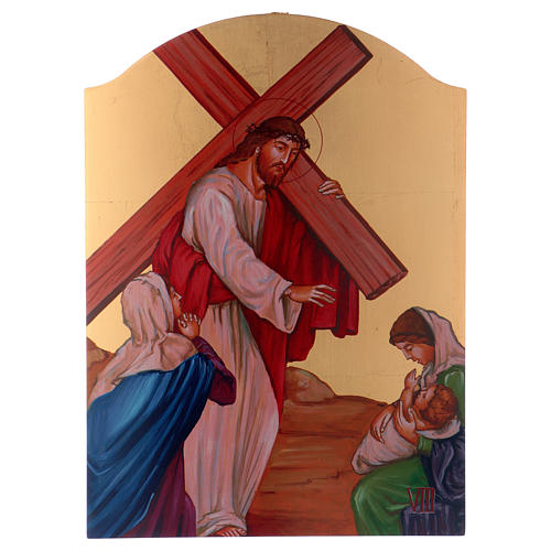 Silk-printed Way of the Cross 32x22 cm Italy 8
