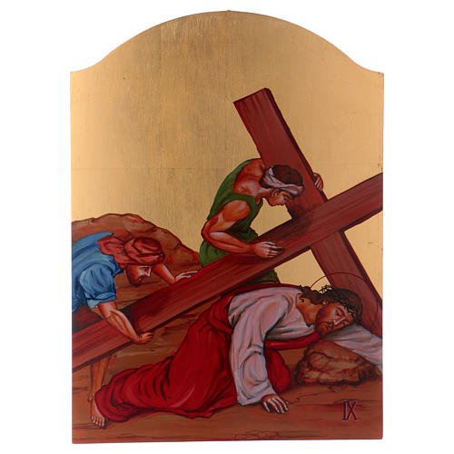 Silk-printed Way of the Cross 32x22 cm Italy 9