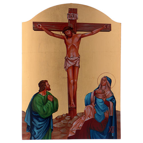 Silk-printed Way of the Cross 32x22 cm Italy 12