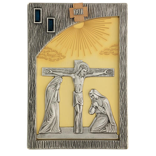 Way of the Cross, 14 bicolour Stations, casted brass 30x20 cm 14