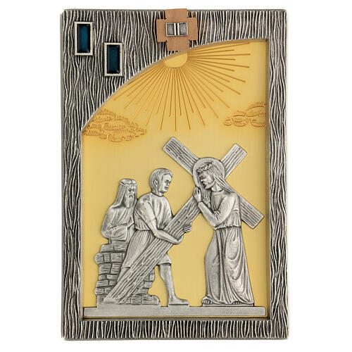 Way of the cross 14 bicolored stations cast brass 12x8 in 4
