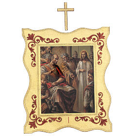 Via Crucis 15 estaciones borde enmarcado impreso madera 40x30 cm