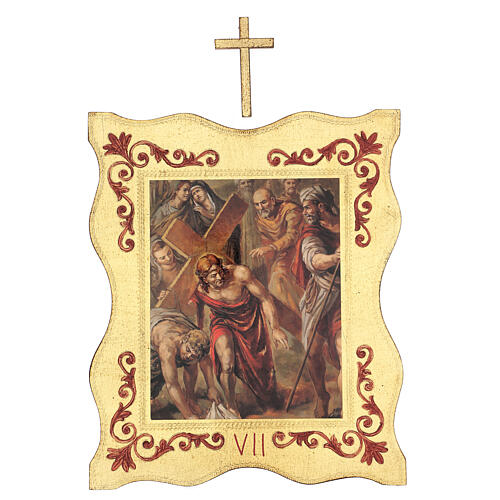 Via Crucis 15 estaciones borde enmarcado impreso madera 40x30 cm 7