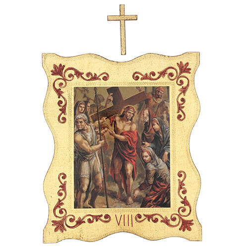 Via Crucis 15 estaciones borde enmarcado impreso madera 40x30 cm 8