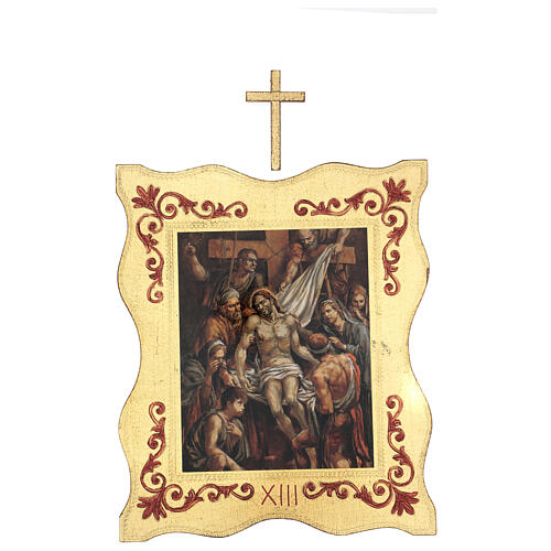 Via Crucis 15 estaciones borde enmarcado impreso madera 40x30 cm 13