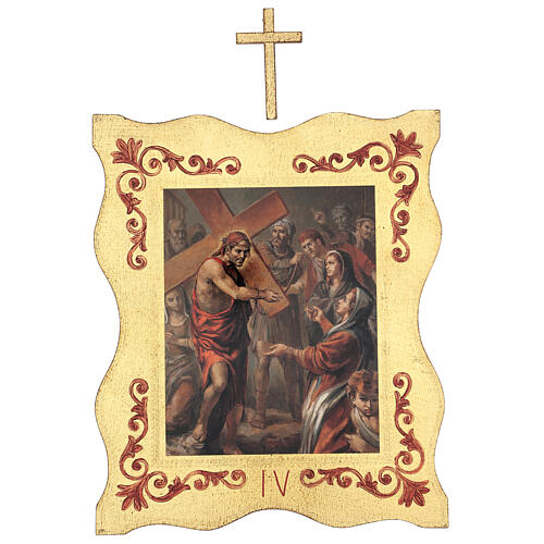 Way of the Cross printed on wood with framed border, 15 stations 40x30 cm 4